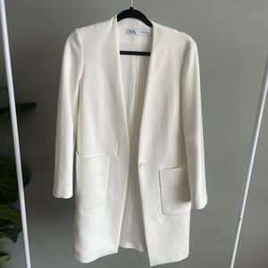 Zara White Overcoat Size XS